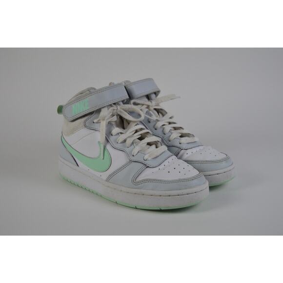 Nike Court Borough Mid 2 Sneakers Pure Platinum/Mint Youth Size 5 Pre-Owned - Picture 2 of 13
